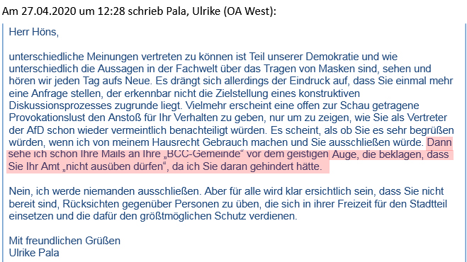 Wüste Unterstellungen, Angst vor der BCC-Gemeinde