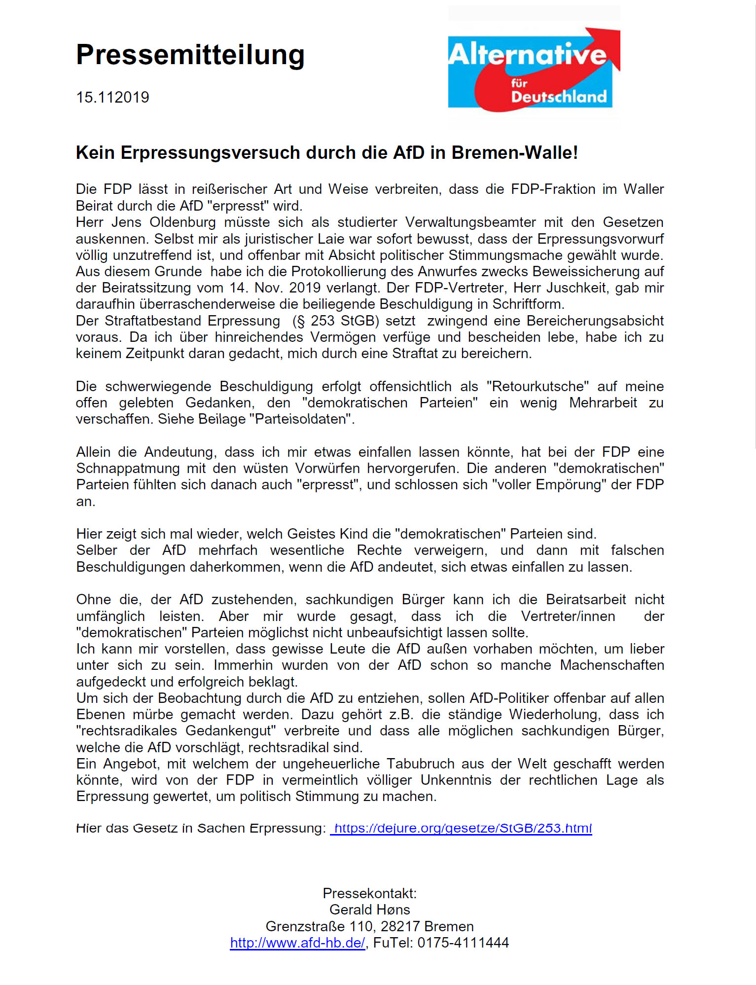 AfD-Pressemitteilung